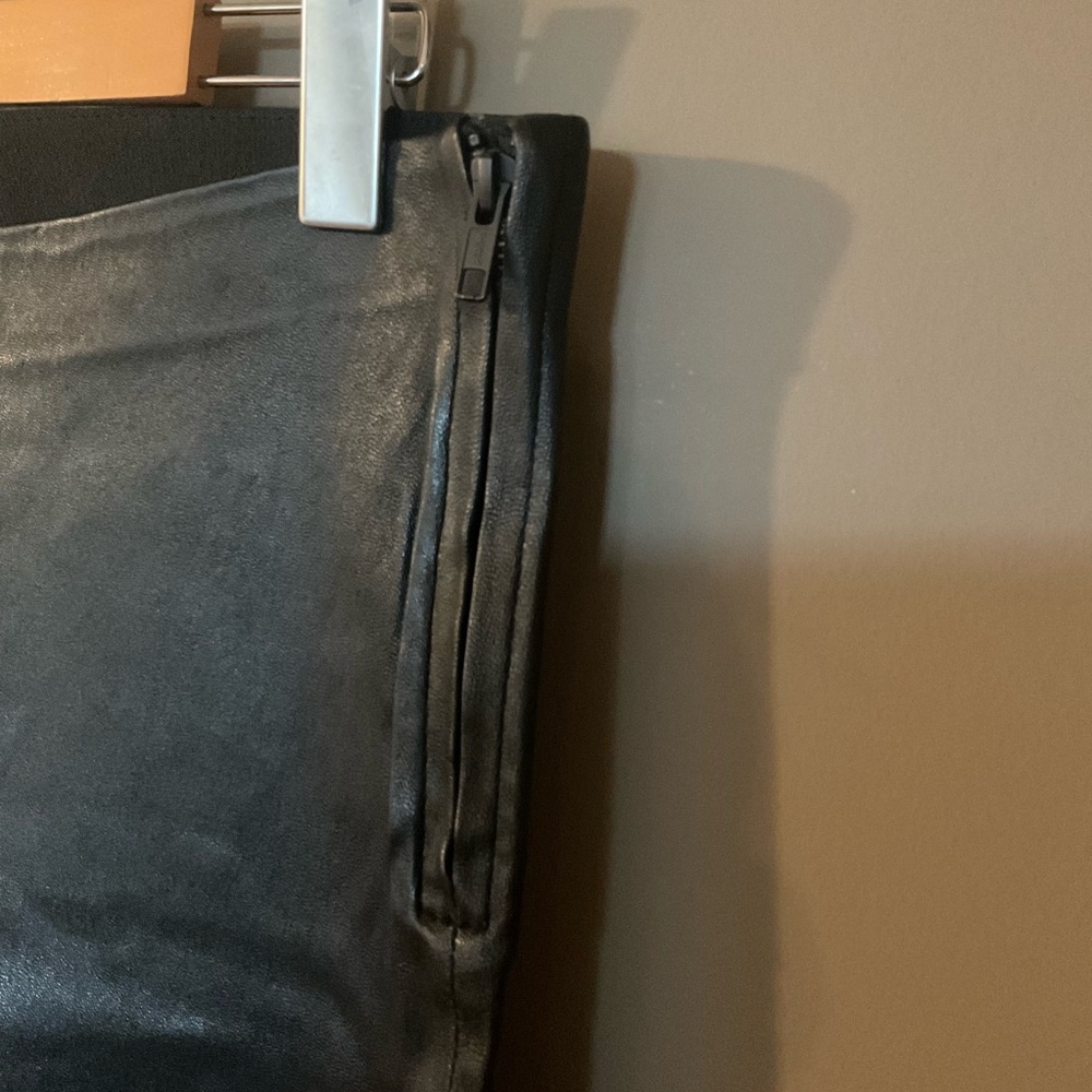 ZARA FLARED 100% LEATHER PANTS BLACK SIZE M - Picture 4 of 5